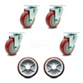 Service Caster Regency 600UBCKIT6 U-Boat Cart Caster and Wheel Replacement Set - REG-20S414-PPUB-RED-TP2-4-PPUD820-2